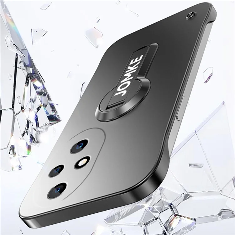 Чехол для телефона For Honor 200 Pro 5G, жесткий ПК, безрамочный, с покрытием из выпекаемой краски и подставкой - черный