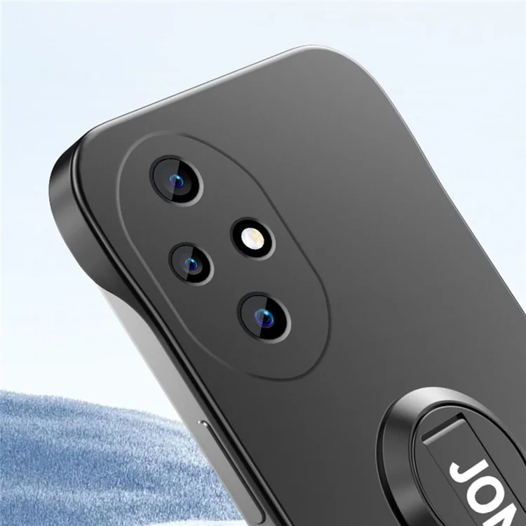 Чехол для телефона For Honor 200 Pro 5G, жесткий ПК, безрамочный, с покрытием из выпекаемой краски и подставкой - черный