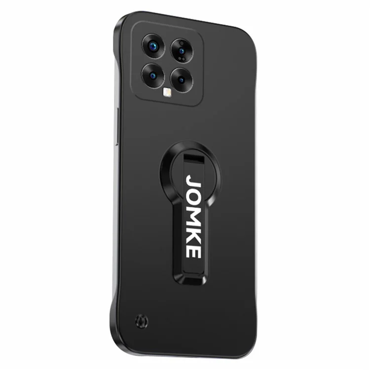 Coque pour Xiaomi 14 en PC dur, sans cadre, avec peinture de cuisson et support - Noir