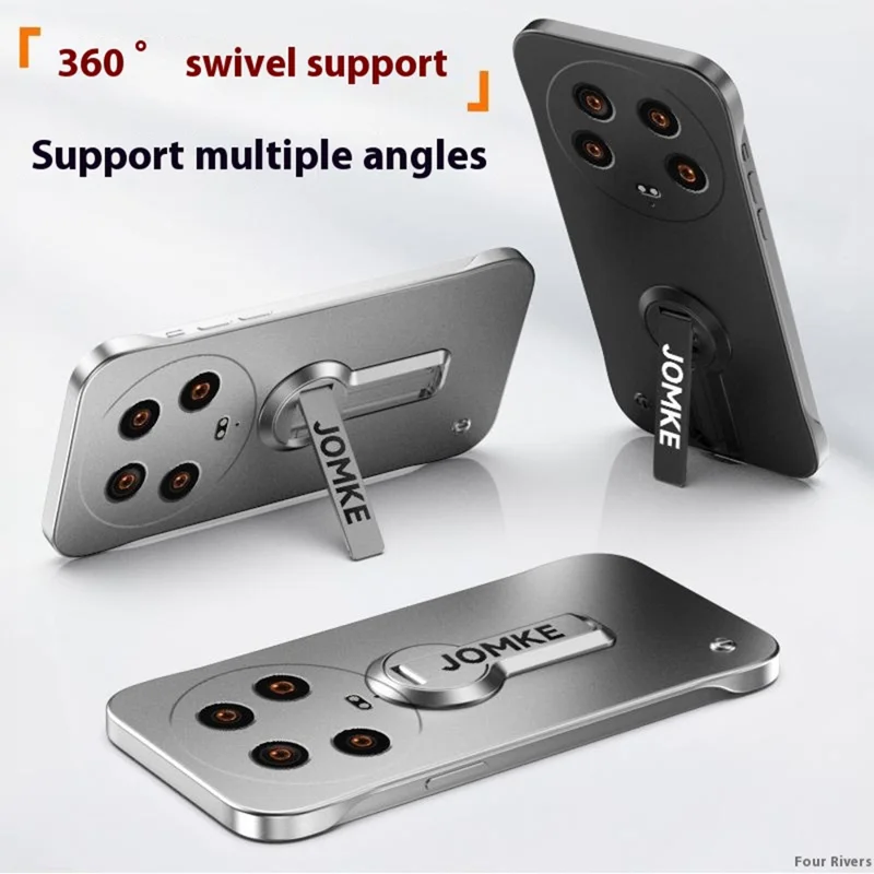 For Xiaomi 14 Ultra Case Hard PC Frameless Baking Paint Kickstand Phone Cover - Silver