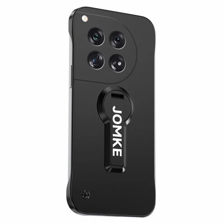 Für OnePlus 12 5G-Hülle, harter PC-Rahmen, Backofenfarbe, Ständer, Handyhülle - Schwarz