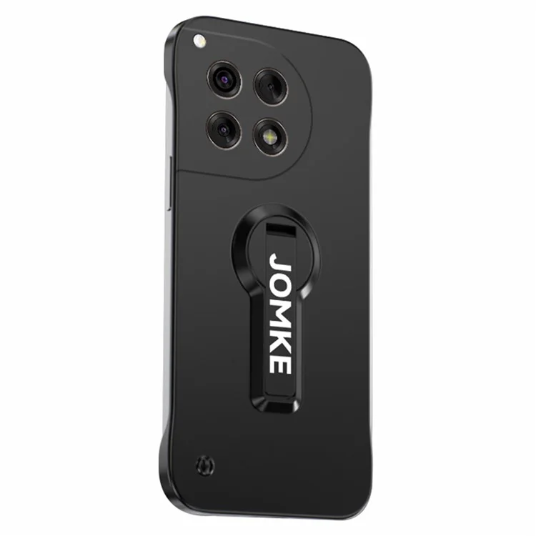 For OnePlus Ace 3 5G / 12R 5G Case Hard PC Frameless Baking Paint Kickstand Phone Cover - Black