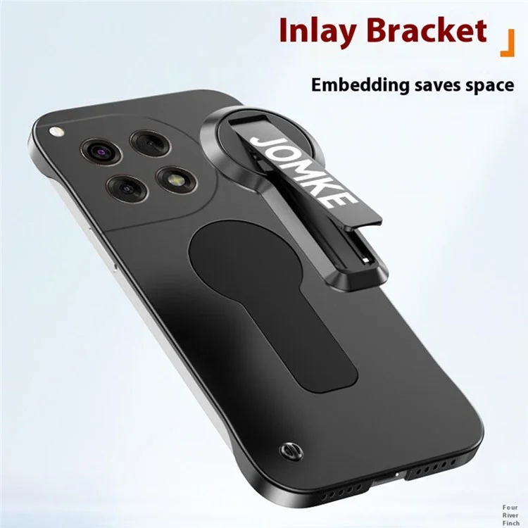 For OnePlus Ace 3 5G / 12R 5G Case Hard PC Frameless Baking Paint Kickstand Phone Cover - Black