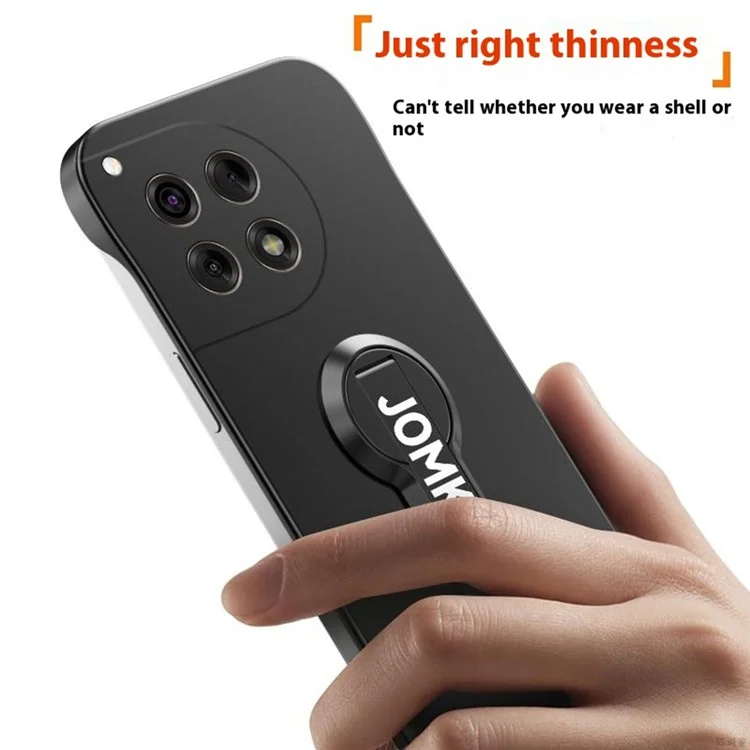 For OnePlus Ace 3 5G / 12R 5G Case Hard PC Frameless Baking Paint Kickstand Phone Cover - Black