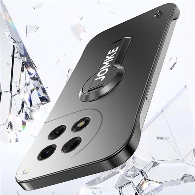 For OnePlus Ace 3 5G / 12R 5G Case Hard PC Frameless Baking Paint Kickstand Phone Cover - Black