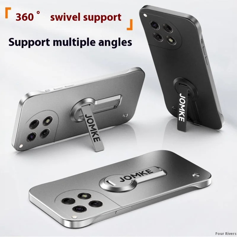 For OnePlus Ace 3 5G / 12R 5G Case Hard PC Frameless Baking Paint Kickstand Phone Cover - Silver