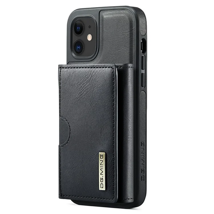 DG.MING M6 Serie für iPhone 12 / 12 Pro Hülle Magnetische Brieftasche PU+PC+TPU Handyhülle - Schwarz