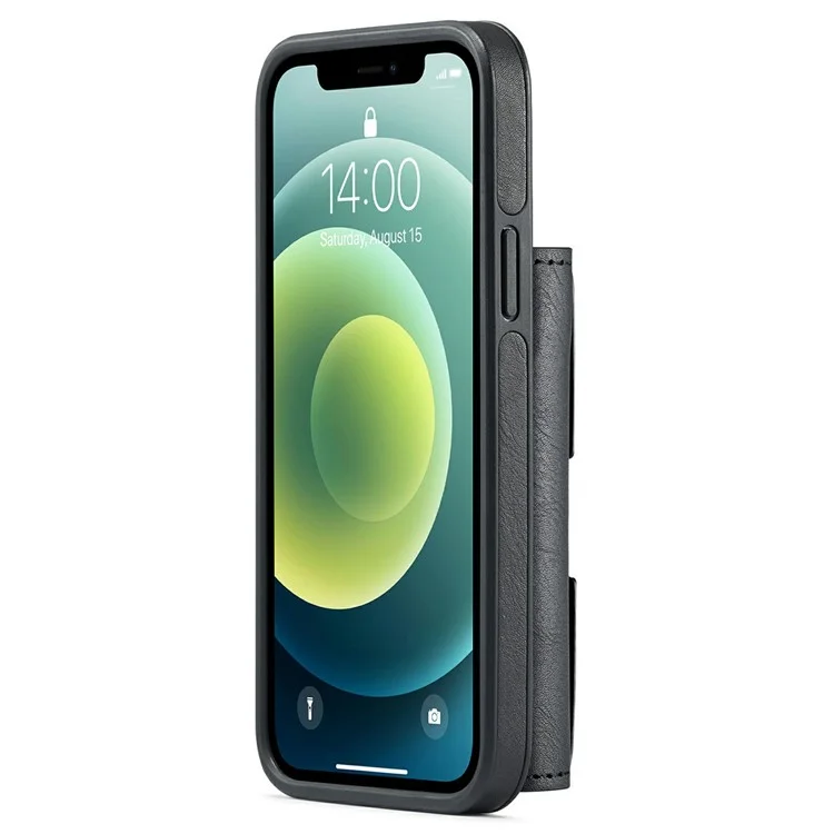 DG.MING M6 Serie für iPhone 12 / 12 Pro Hülle Magnetische Brieftasche PU+PC+TPU Handyhülle - Schwarz