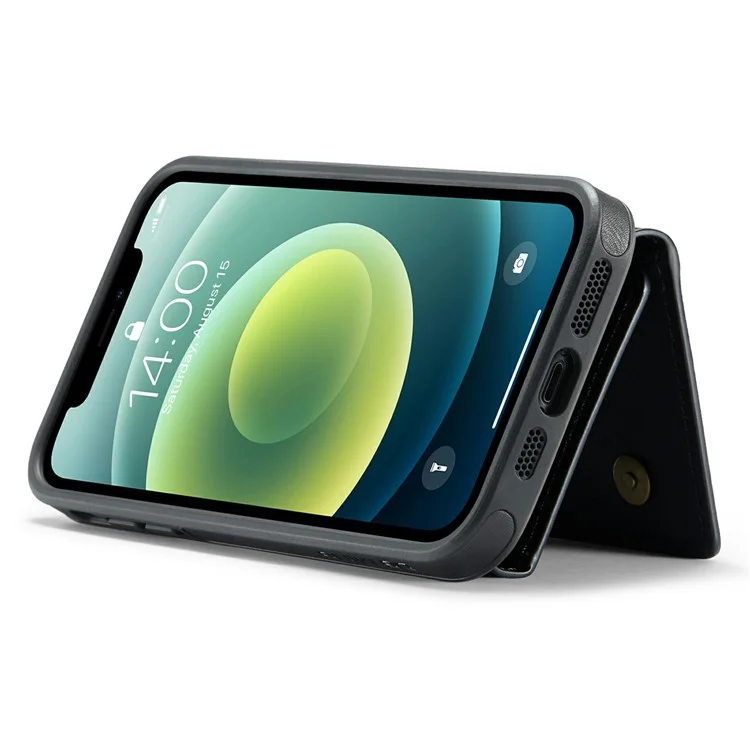 DG.MING M6 Serie für iPhone 12 / 12 Pro Hülle Magnetische Brieftasche PU+PC+TPU Handyhülle - Schwarz