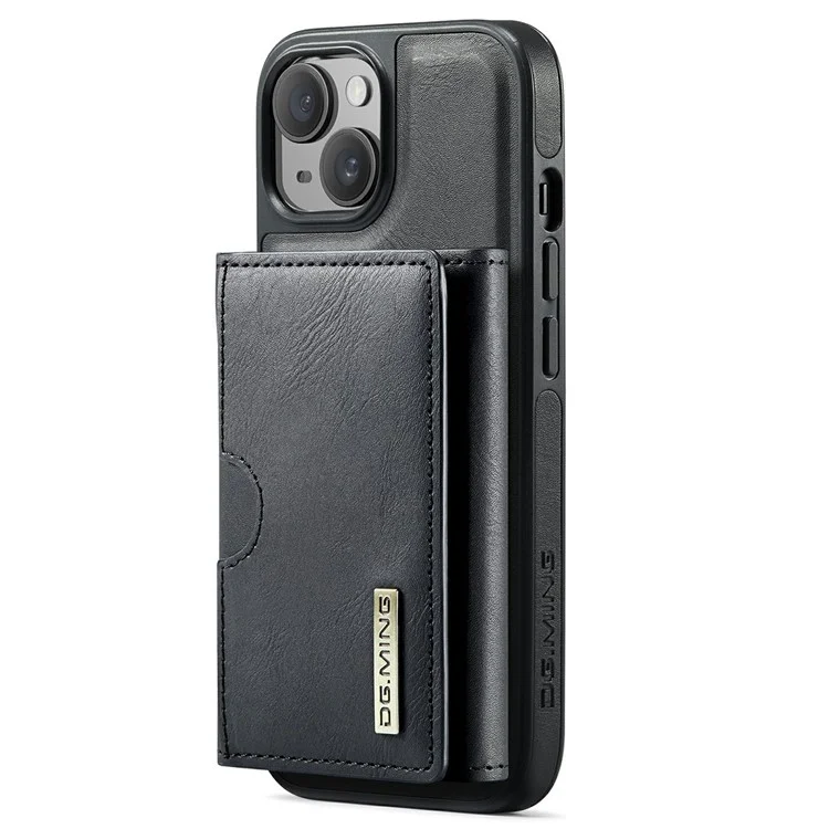 DG.MING M6 Series For iPhone 13 Case Magnetic Wallet PU+PC+TPU Phone Cover - Black