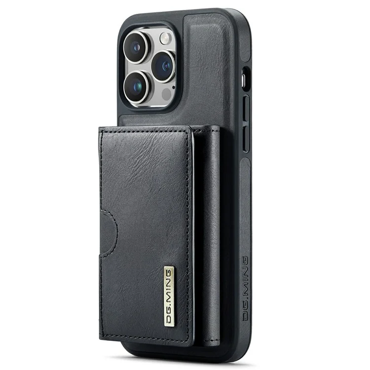Capa para iPhone 13 Pro da série DG.MING M6, carteira magnética de PU+PC+TPU - Preta