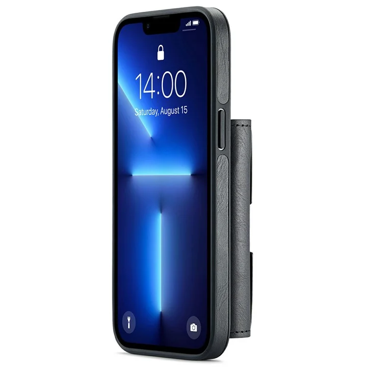 Funda para iPhone 13 Pro Max de la serie DG.MING M6 con cartera magnética de PU+PC+TPU - Negro