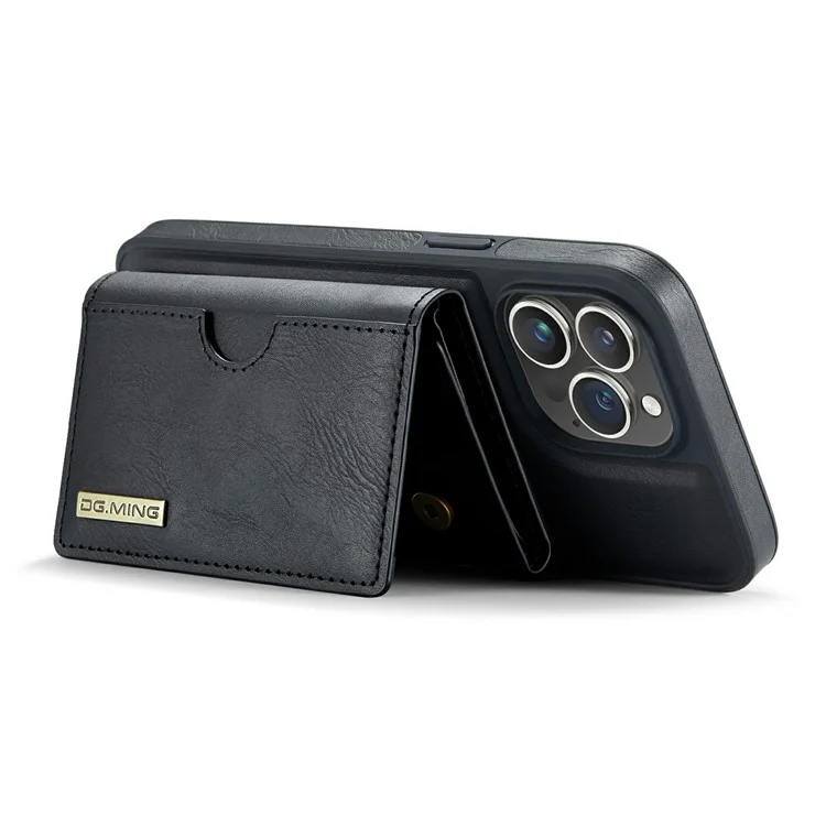 Funda para iPhone 13 Pro Max de la serie DG.MING M6 con cartera magnética de PU+PC+TPU - Negro