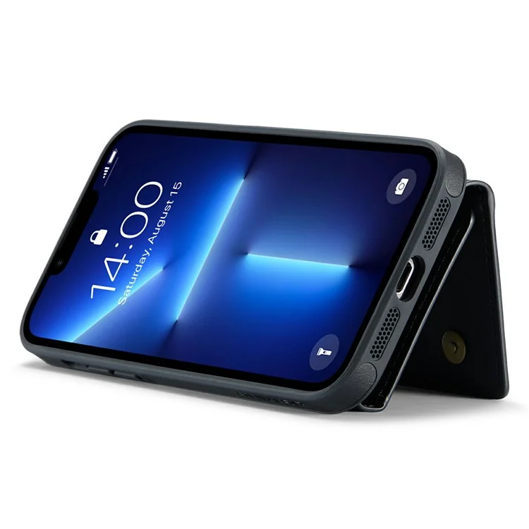 Funda para iPhone 13 Pro Max de la serie DG.MING M6 con cartera magnética de PU+PC+TPU - Negro