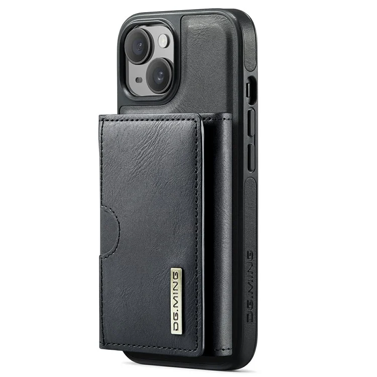 DG.MING M6 Serie für iPhone 14 Plus Hülle Magnetische Geldbörse PU+PC+TPU Handyhülle - Schwarz