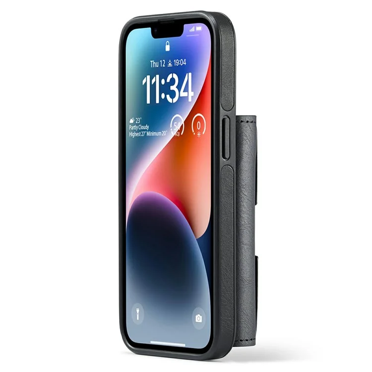 DG.MING M6 Serie für iPhone 14 Plus Hülle Magnetische Geldbörse PU+PC+TPU Handyhülle - Schwarz