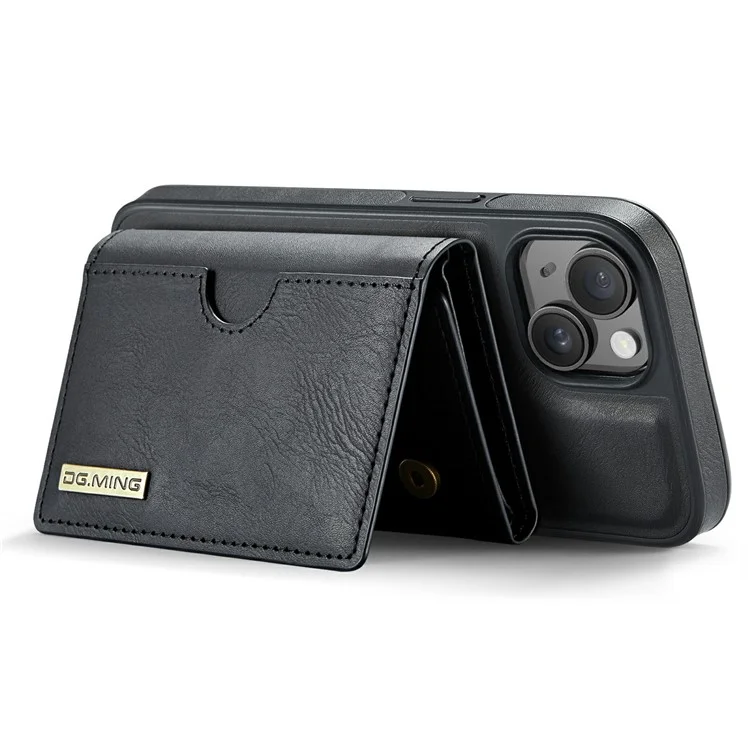 DG.MING M6 Serie für iPhone 14 Plus Hülle Magnetische Geldbörse PU+PC+TPU Handyhülle - Schwarz