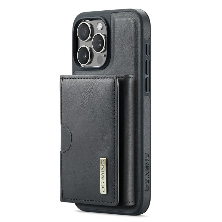 DG.MING M6 Serie für iPhone 14 Pro Hülle Magnetische Geldbörse PU+PC+TPU Handyhülle - Schwarz