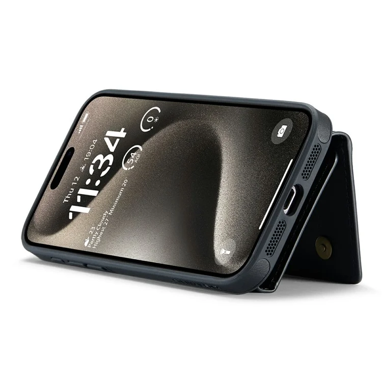 DG.MING M6 Serie für iPhone 14 Pro Hülle Magnetische Geldbörse PU+PC+TPU Handyhülle - Schwarz