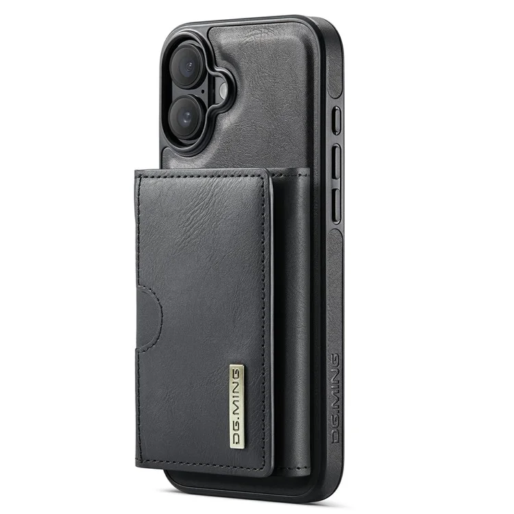 Funda para iPhone 16 Plus de la serie DG.MING M6, billetera magnética de PU+PC+TPU - Negro