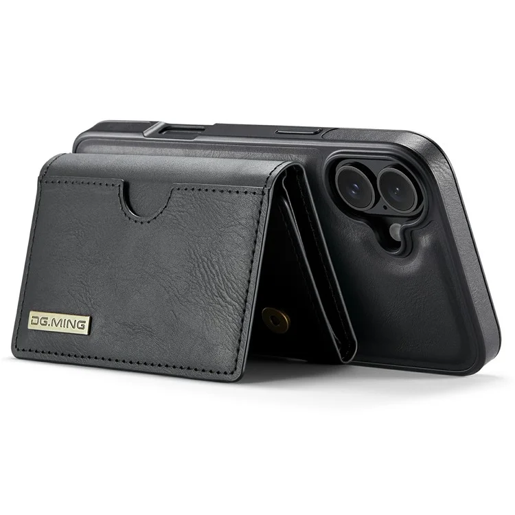 Funda para iPhone 16 Plus de la serie DG.MING M6, billetera magnética de PU+PC+TPU - Negro
