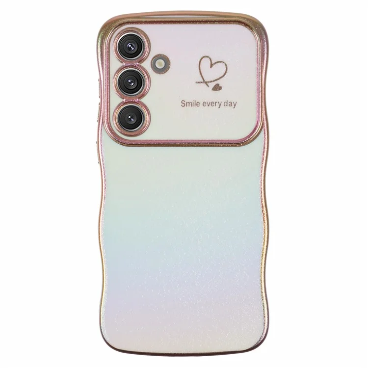 Capa para Samsung Galaxy S25+ com formato encaracolado, coração de amor, capa de telefone TPU, iridescente degradê - Branco colorido