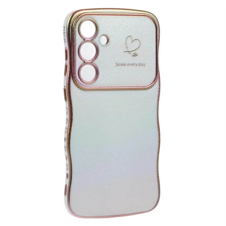 Capa para Samsung Galaxy S25+ com formato encaracolado, coração de amor, capa de telefone TPU, iridescente degradê - Branco colorido