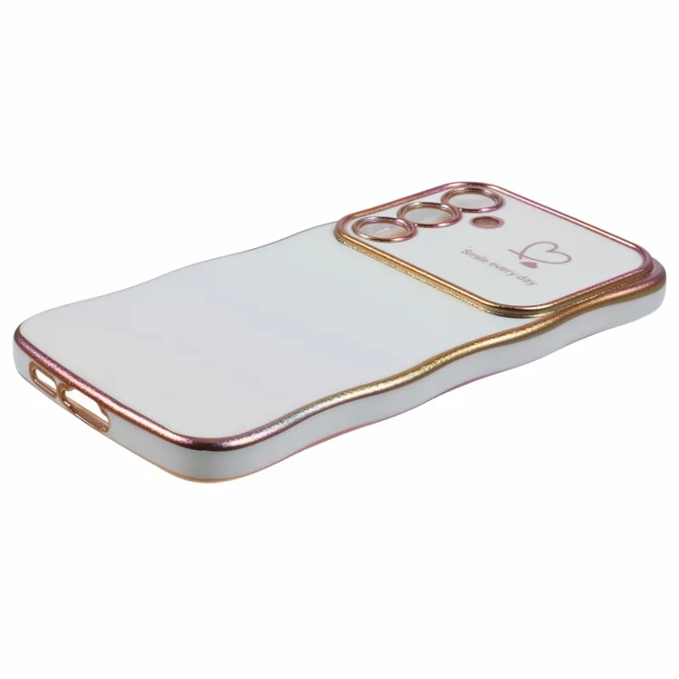 Capa para Samsung Galaxy S25+ com formato encaracolado, coração de amor, capa de telefone TPU, iridescente degradê - Branco colorido