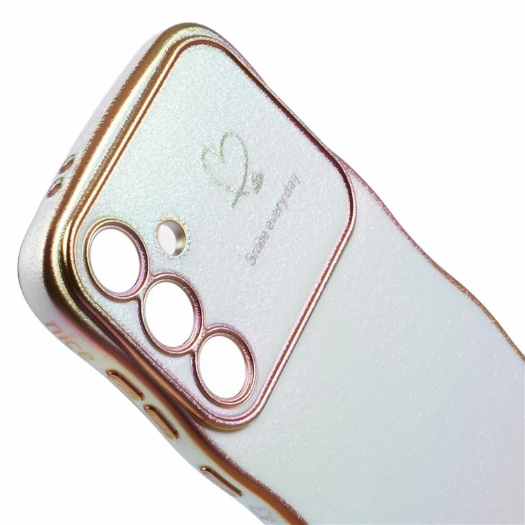 Capa para Samsung Galaxy S25+ com formato encaracolado, coração de amor, capa de telefone TPU, iridescente degradê - Branco colorido
