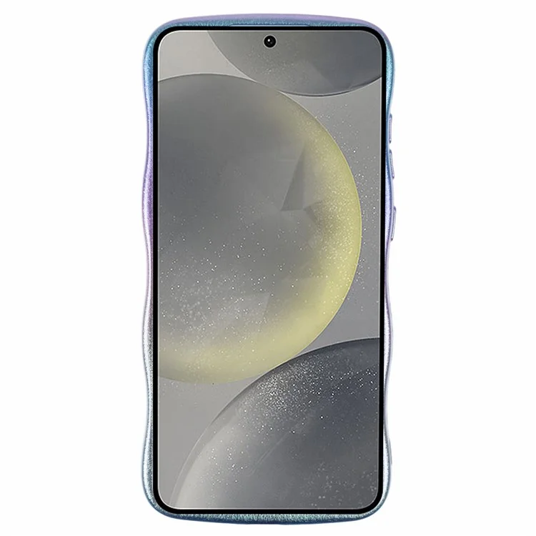 Capa para Samsung Galaxy S25 com formato enrolado em forma de coração de amor em TPU, com efeito iridescente gradiente - Azul colorido