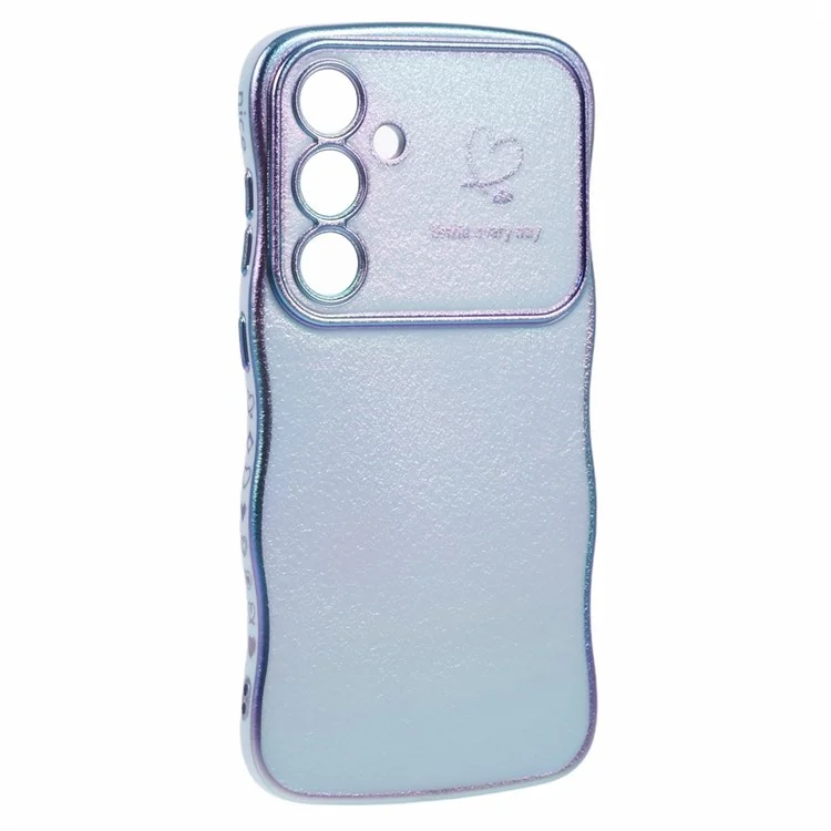 Capa para Samsung Galaxy S25 com formato enrolado em forma de coração de amor em TPU, com efeito iridescente gradiente - Azul colorido
