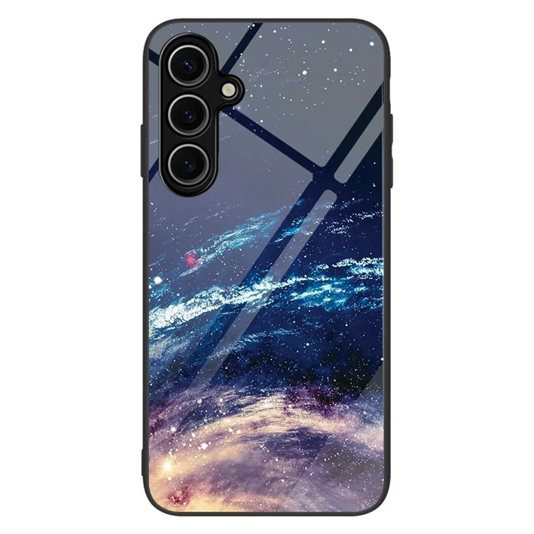 Capa para Samsung Galaxy S25+ Vidro Temperado+PC+TPU Protetor de Telefone Impressão de Padrão - A Via Láctea