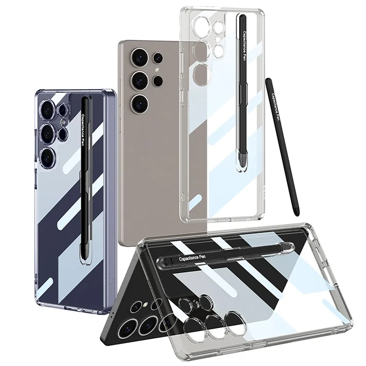 GKK per Samsung Galaxy S25 Ultra Custodia Crystal Clear TPU+PC antiurto Cover per telefono - Nero trasparente