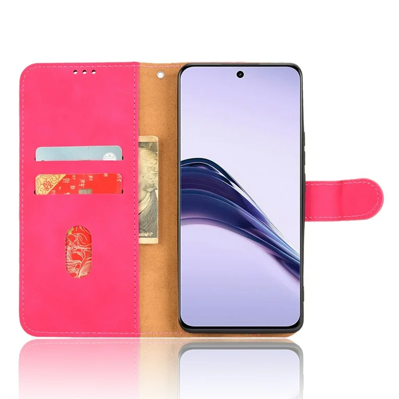 For Realme Realme 13+ 5G / 13 Pro 5G (China) Leather Case Skin-Feel Anti-Drop Wallet Flip Phone Cover - Rose