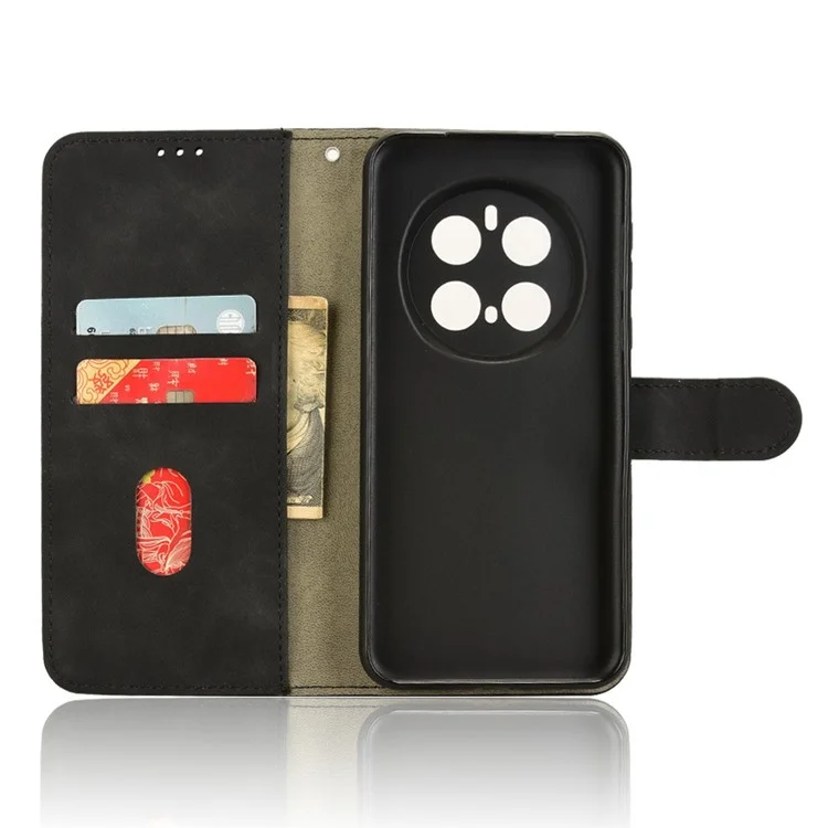 Étui en cuir pour téléphone For Honor Magic7 Pro 5G, effet peau, anti-chute, portefeuille avec rabat - Noir