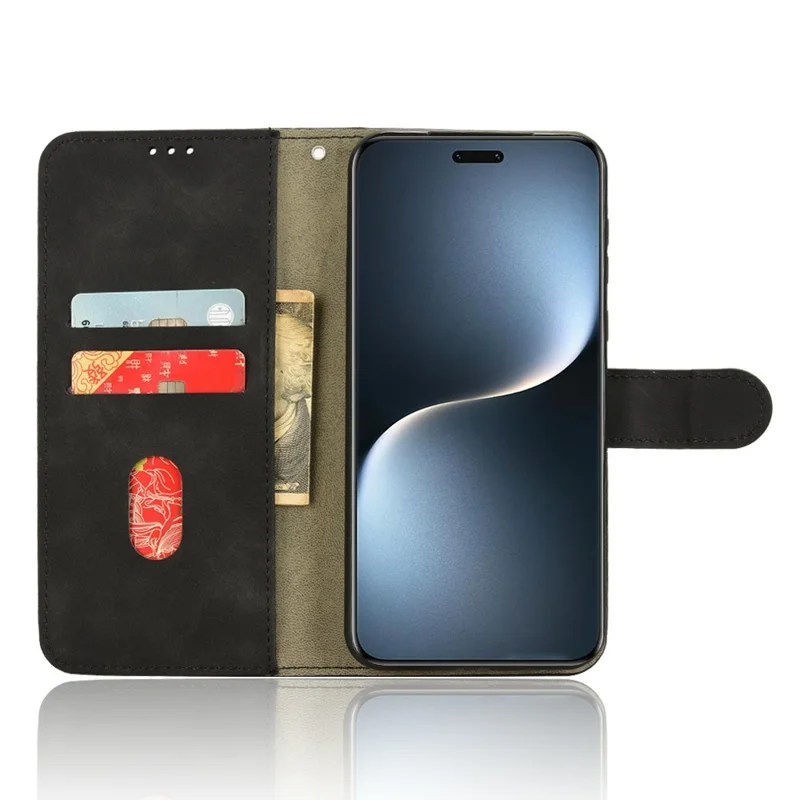 Étui en cuir pour téléphone For Honor Magic7 Pro 5G, effet peau, anti-chute, portefeuille avec rabat - Noir