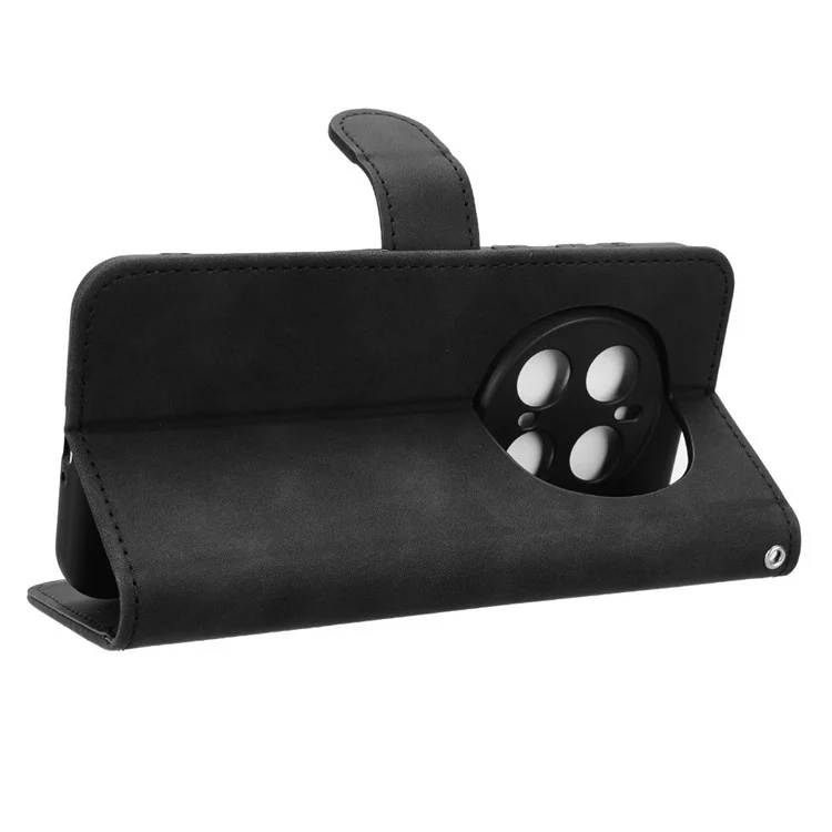 Étui en cuir pour téléphone For Honor Magic7 Pro 5G, effet peau, anti-chute, portefeuille avec rabat - Noir