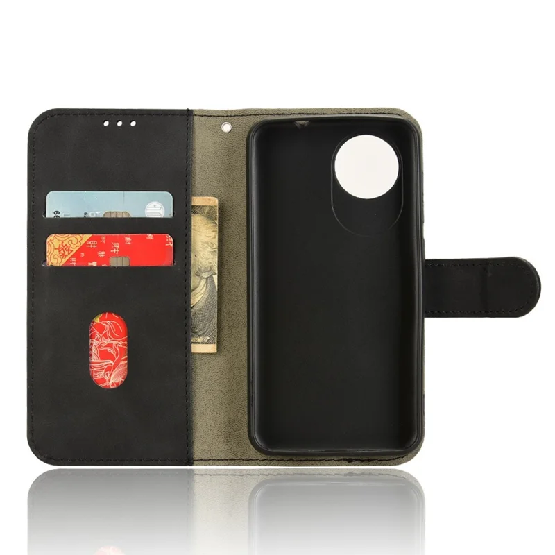 Für ZTE Blade A35 Lite Lederhülle Hautgefühl Stoßfest Brieftasche Flip Handyhülle - Schwarz