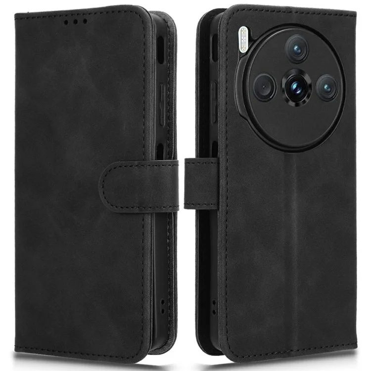 Funda de piel para ZTE nubia Z60S Pro 5G, efecto piel, anti-caída, tipo cartera con tapa - Negro