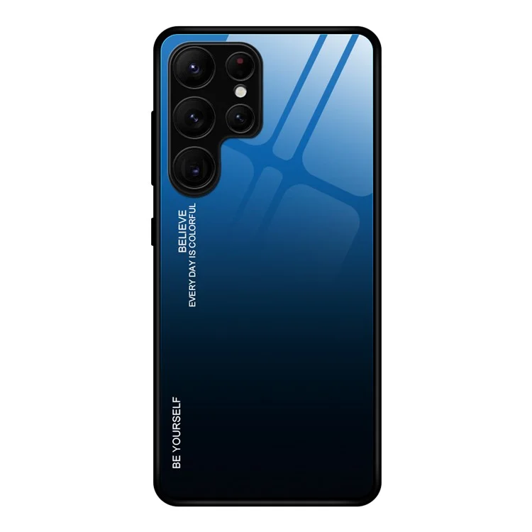 Étui pour Samsung Galaxy S25 Ultra Couleur dégradée Verre trempé + Coque de téléphone TPU - Bleu / Noir