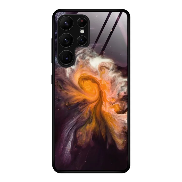 Coque pour Samsung Galaxy S25 Ultra, motif marbre, en verre trempé+PC+TPU - DL01