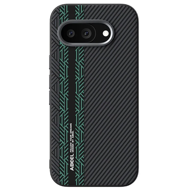 ABEEL Custodia per Google Pixel 9a in PC + TPU + lega di alluminio + pelle PU compatibile con MagSafe - Texture 2