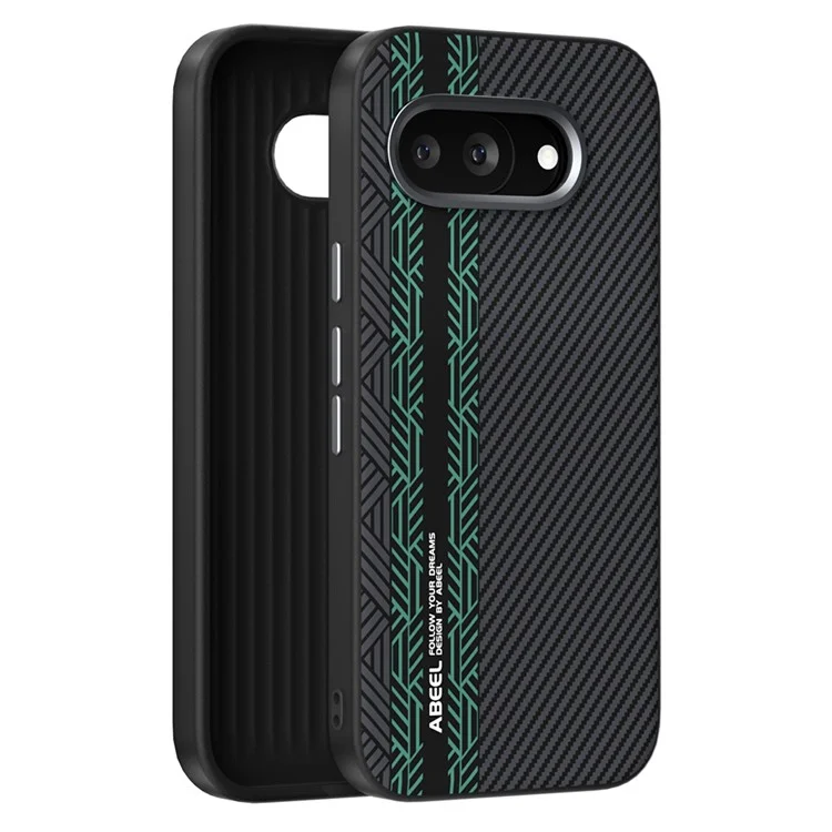 ABEEL Custodia per Google Pixel 9a in PC + TPU + lega di alluminio + pelle PU compatibile con MagSafe - Texture 2