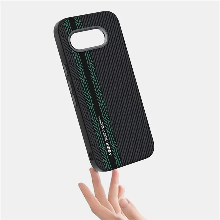 ABEEL Custodia per Google Pixel 9a in PC + TPU + lega di alluminio + pelle PU compatibile con MagSafe - Texture 2