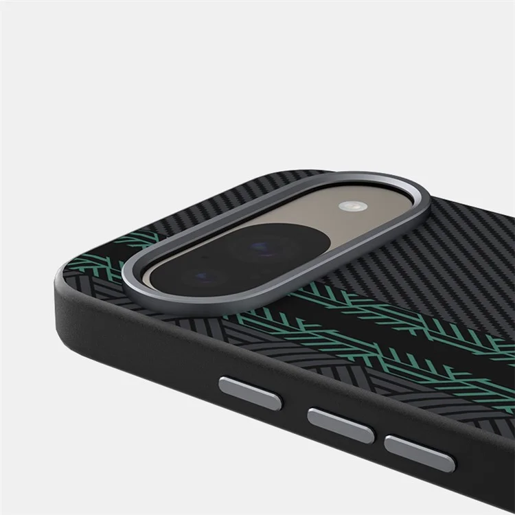 Custodia per Google Pixel 9 / Pixel 9 Pro ABEEL in PC + TPU + lega di alluminio + pelle PU compatibile con MagSafe - Texture 2