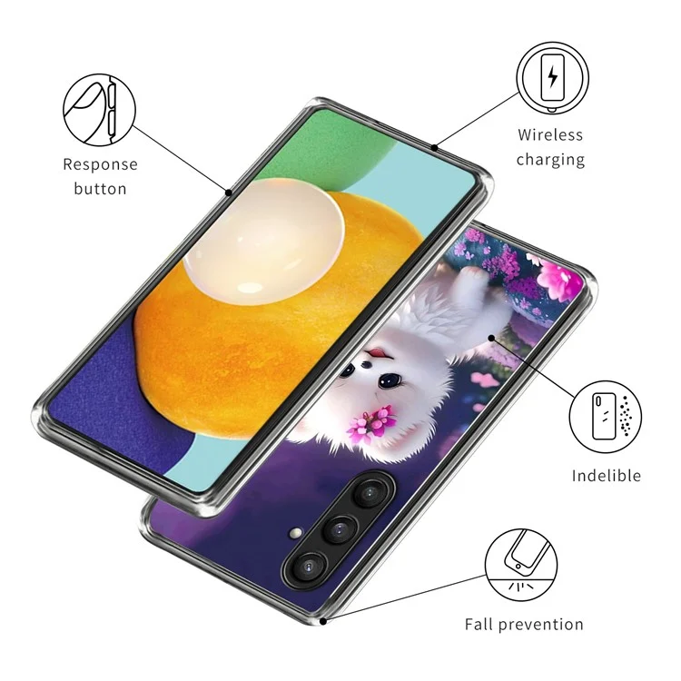 Custodia per Samsung Galaxy A26 5G con motivo stampato, TPU antiurto - Cucciolo bianco