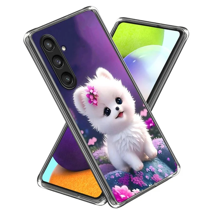 Custodia per Samsung Galaxy A56 con motivo stampato, antiurto in TPU - Cucciolo bianco