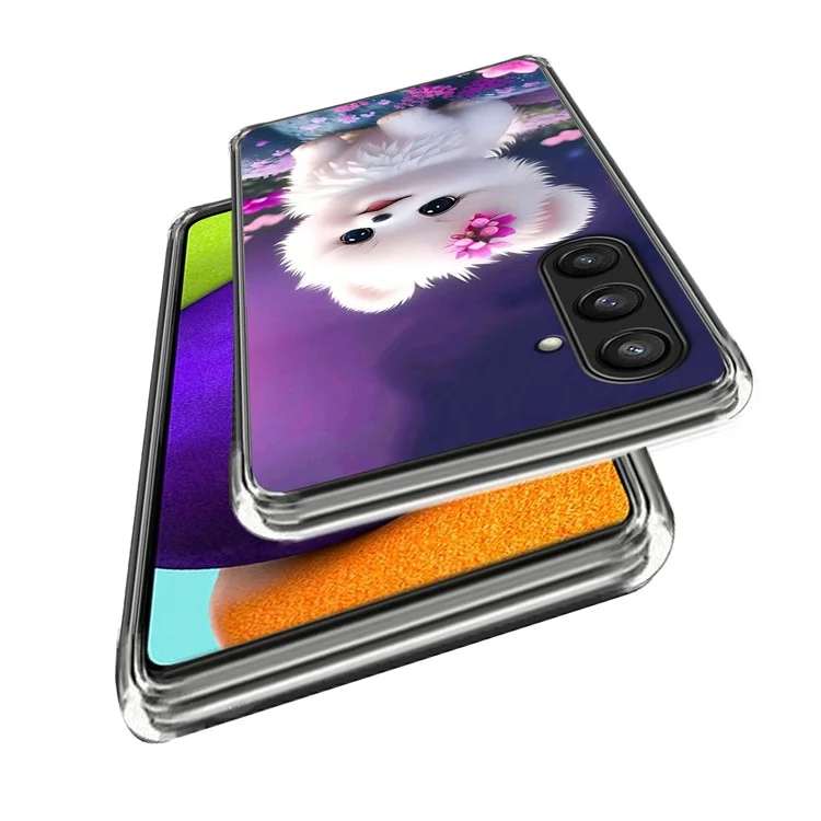 Custodia per Samsung Galaxy A56 con motivo stampato, antiurto in TPU - Cucciolo bianco