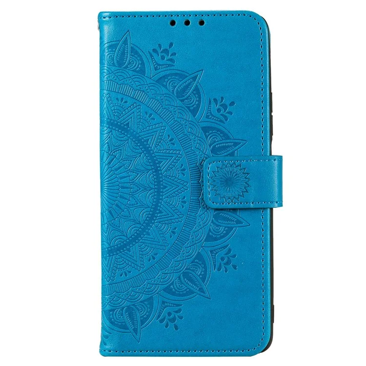 Flip Wallet Case For Nokia G60 5G, Book Style Mandala Flower Pattern Imprinted PU Leather Phone Cover Protective  Shell with Stand - Blue