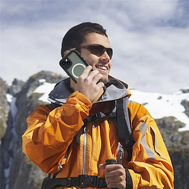 REDPEPPER Dot+ Series for iPhone 14 Plus IP68 Waterproof Clear Back Case Drop-proof Dust-proof Cover Compatible with Magsafe Charger - Black